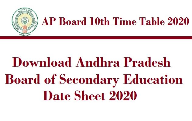 AP Board 10th Time Table 2020 – Download Andhra Pradesh Board of Secondary Education Date Sheet 2020